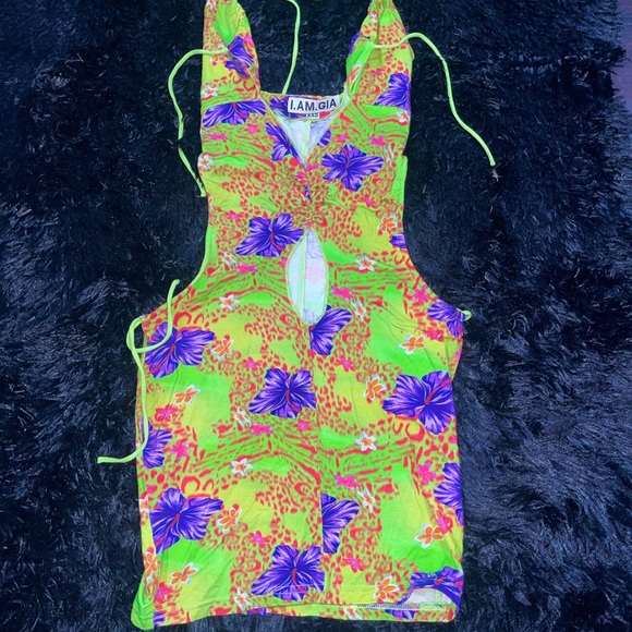 Hibiscus Svana Dress I.Am.Gia XS bodycon sheer swim wear clubwear party colorful - Picture 4 of 5